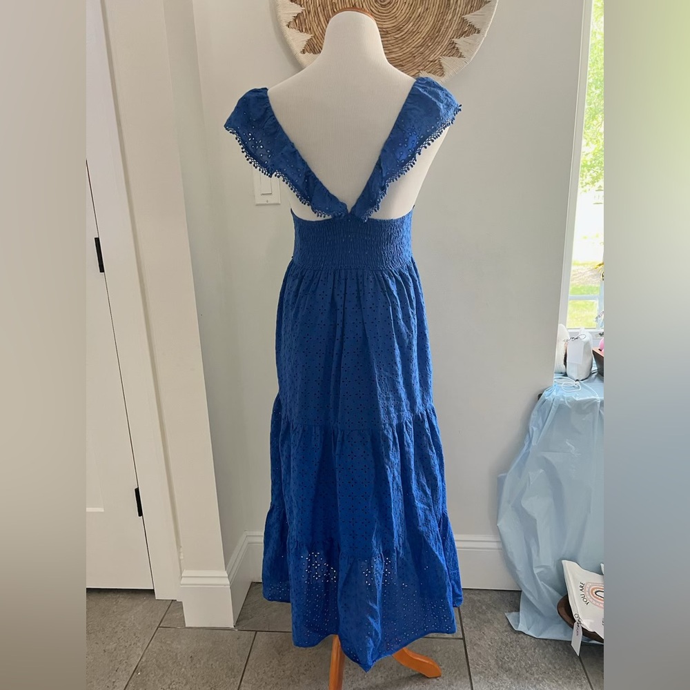Zara Blue Ruched Tiered Maxi Sundress - Picture 3 of 4